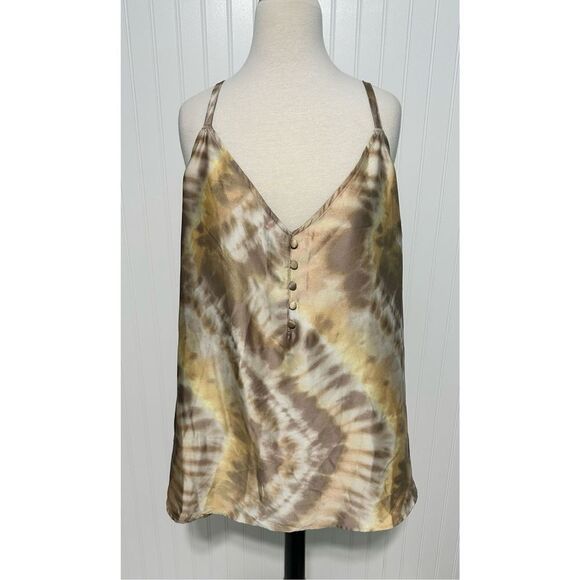 Torrid Chevron Tie Dye Satin Cami Blouse Tank Sleeveless‎ Taupe Brown Tan 4X - Picture 2 of 12